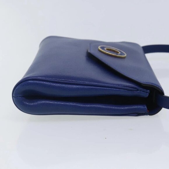 CELINE Shoulder Bag Leather Blue Gold Auth 94799V - Picture 4 of 15